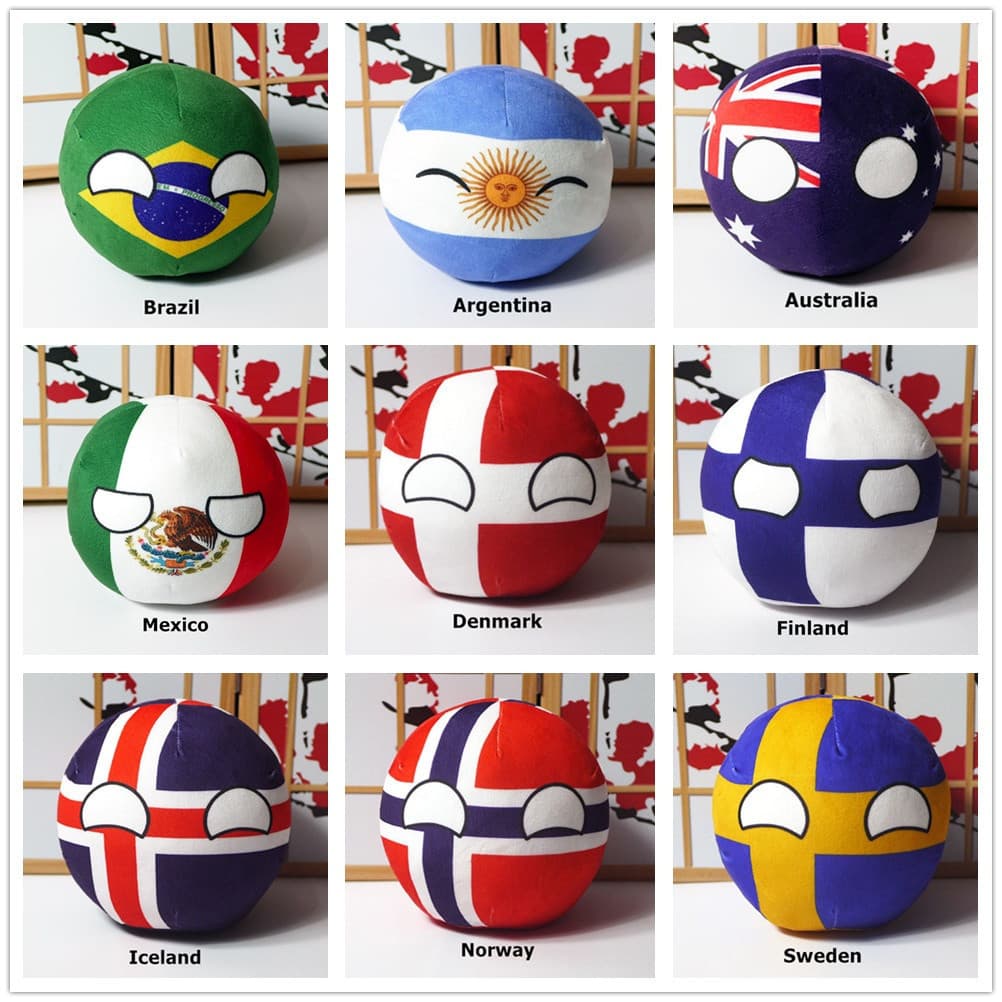 Polôniaball Pelúcia Boneco Países Bola Modelo Nacional Brinquedo Brasil Portugal México Countryball Travesseiro Pingente