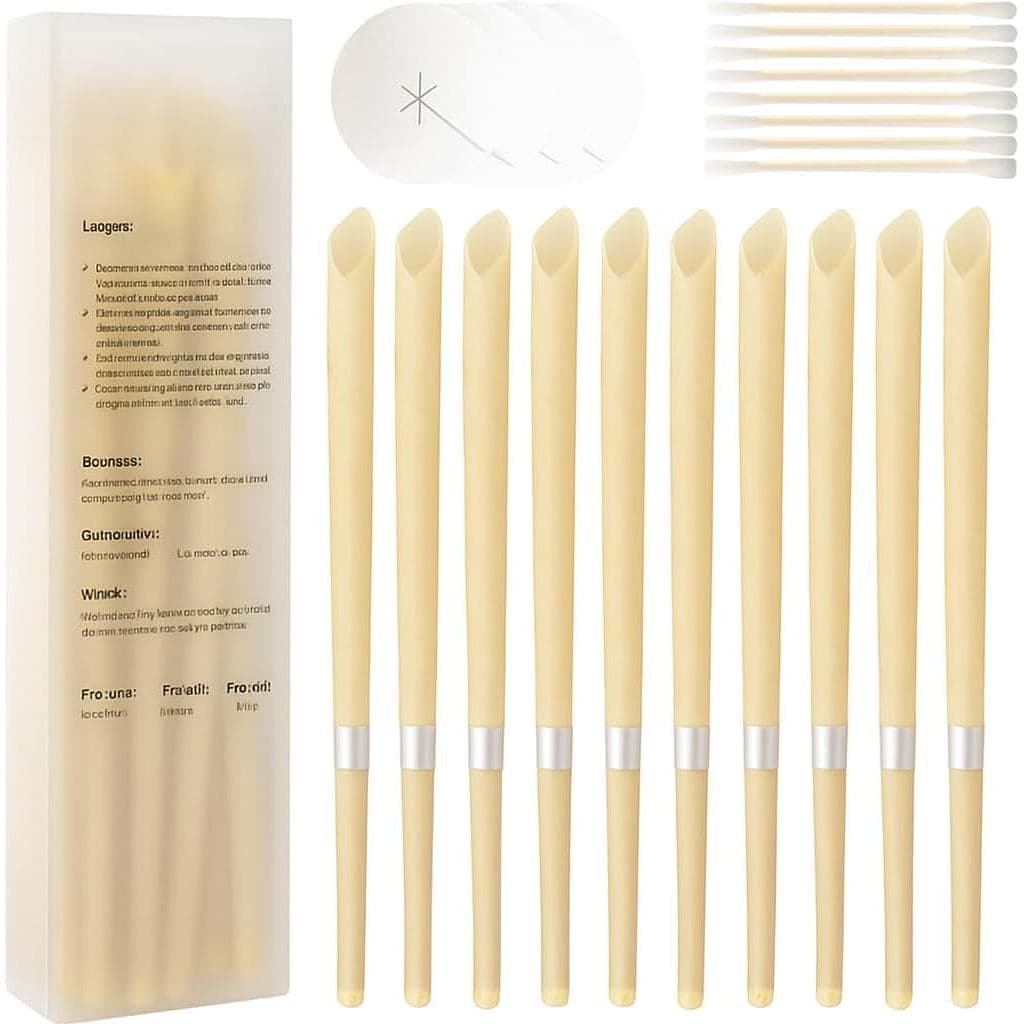 Conjunto de 10 Peças para Remoção de Cera de Ouvido - Kit de Limpeza de Ouvido Simples e Fácil de Usar (Amarelo)