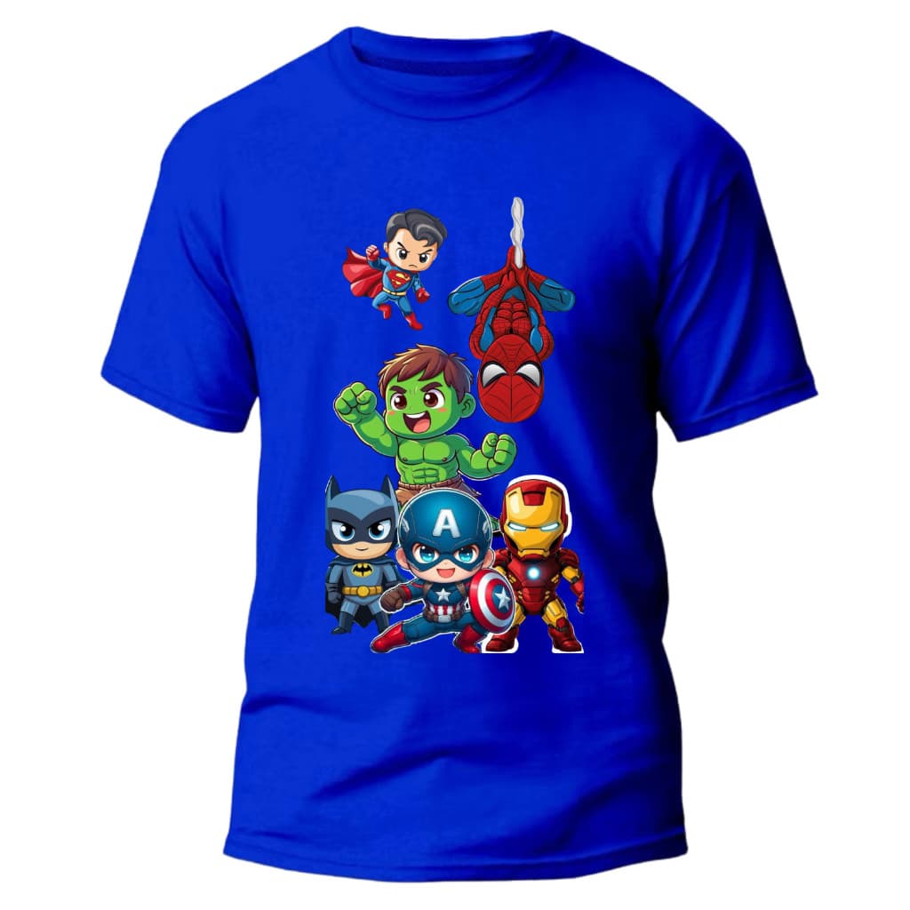 Camiseta Infantil e Adulto Vingadores Desenho Super Herois Camisa 100% Algodão Leve e Confortável Festa Aniversario