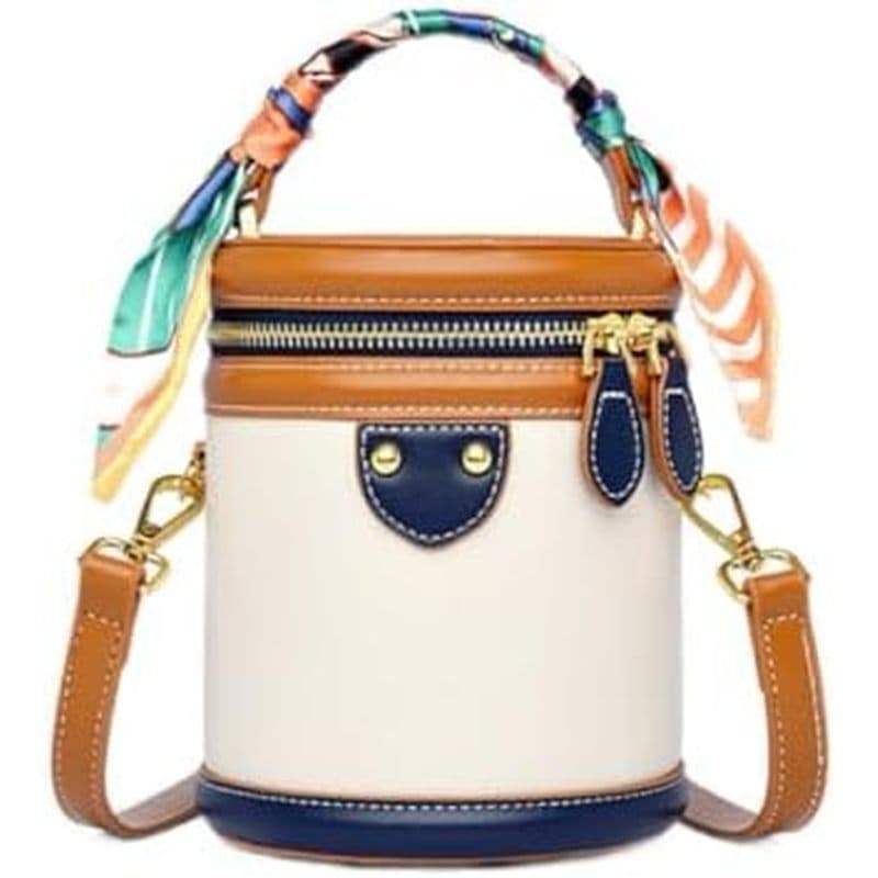 Mini Bolsa Crossbody Balde Para Mulheres Couro Vegano S Ombro Redondo Alça Redonda Requintada Com Cordão De Laço De Seda