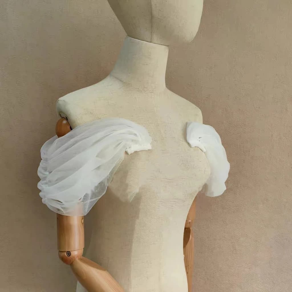 Um Par de Mangas de Tule Removíveis para Vestido de Noiva, Acessórios de Noiva Removíveis 0681 2014