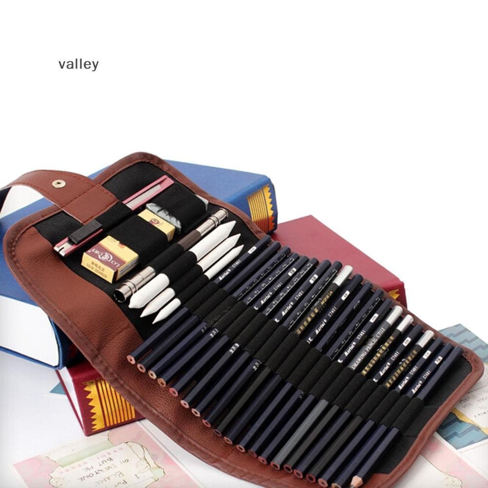 [VLY] Conjunto De 24 Unidades Para Lápis De Esboço , Extensor De Carvão , Cortador De Sombra , Bolsa De Desenho [BR]