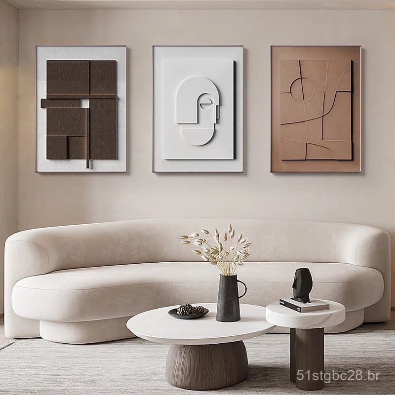 Pôster Geométrico Abstrato em Tela para Decoração de Quarto