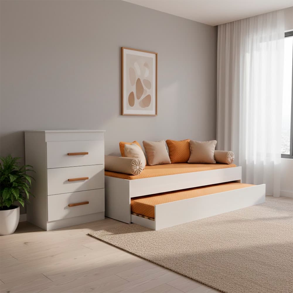 Quarto Infantil Onix Compacto Bicama Solteiro e Comoda Infantil 3 Gavetas Peternella Mveis