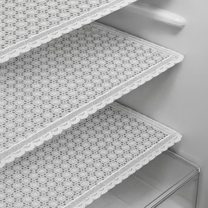Toalha de Geladeira Kit 3 Forro Antiderrapante PVC Rendado Branco 53 x 35cm Lavável Idéia Plastico