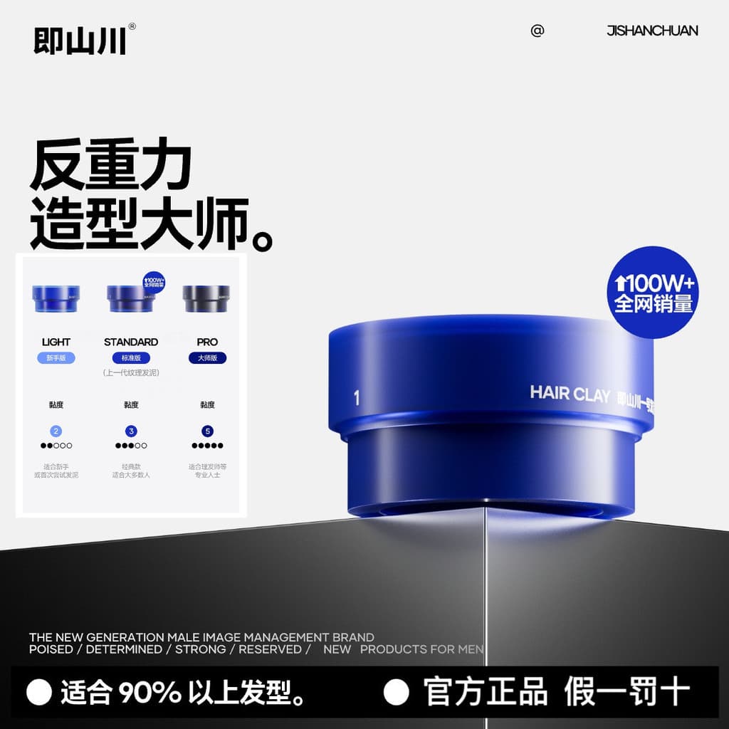 Yongshanchuan No. 1 textura argila de cabelo macio fosco forte moldar estilo de longa duração All-Match macio duro cabel