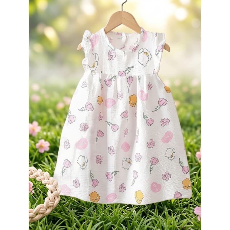 Meninas vestido de verão crianças Floral vestido de princesa bebê estilo fada verão moda doce cinta vestido