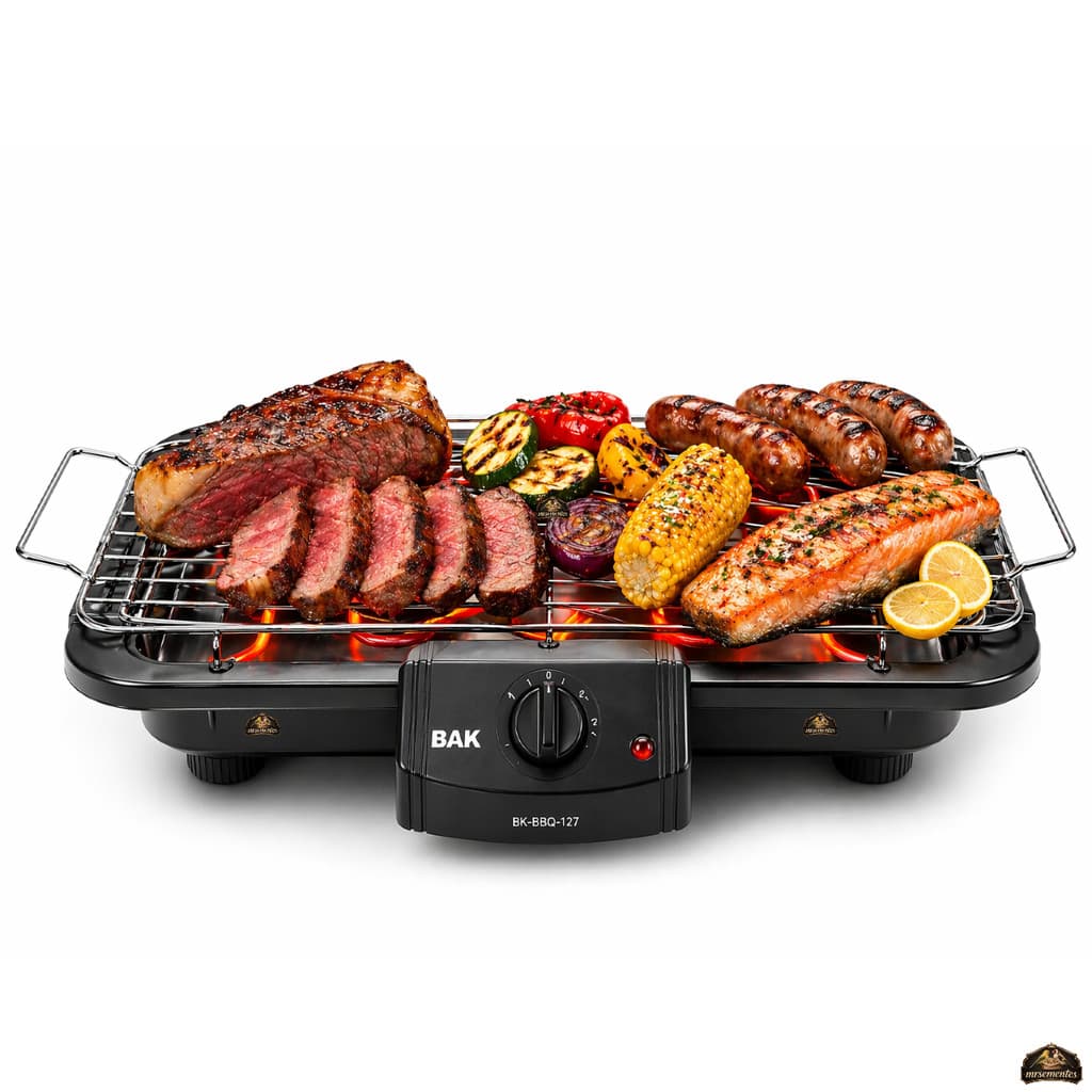 Churrasqueira Elétrica Bak 1500w Portátil Grelha Inox