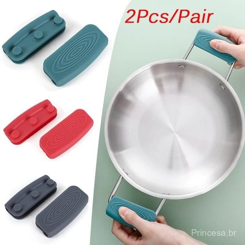 2 Unidades/Par Capas De Alça De Panela De Silicone Antiderrapante Anti-Escaldante Suporte Seguro Verde Cinza Vermelho Po