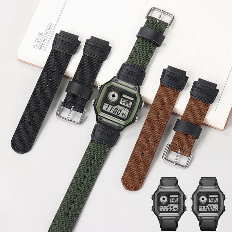 Pulseira esportiva de nylon de 18mm, adequada para modelos como AE-1200WH, MRW-200, SGW-300, AQ-S810W, AEQ-110W, 200H, u