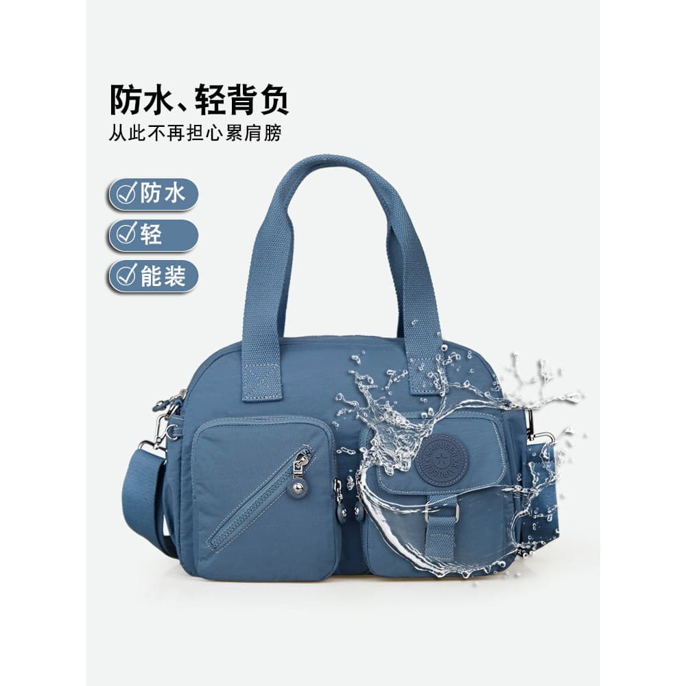 Clássico portátil saco do mensageiro feminino grande capacidade Casual All-Match saco de lona de náilon leve Multi-bolso