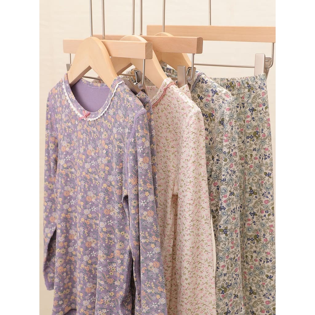 Mip mipink fruta Modal puro algodão rosqueado pijamas para meninas conjunto médio grande crianças roupas de outono calça
