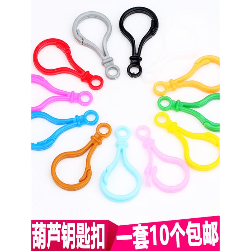 Chaveiro de plástico colorido, acessórios de brinquedo, pingente de plástico, gancho, lâmpada de plástico, fivela, cabaç