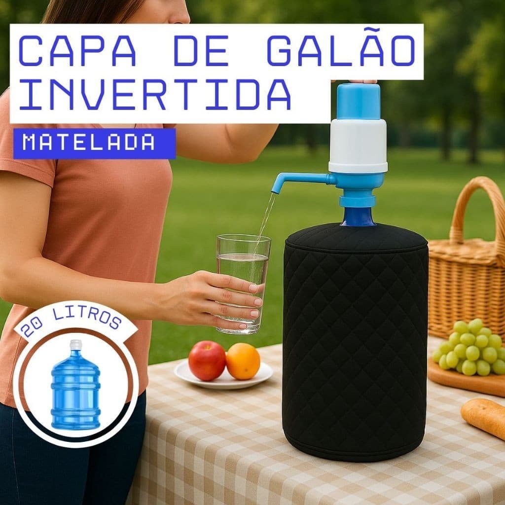 Capa Protetora de Galão Invertida Matelada para Bombona Galão Agua 20 E 10 Litros Escritório Oferta
