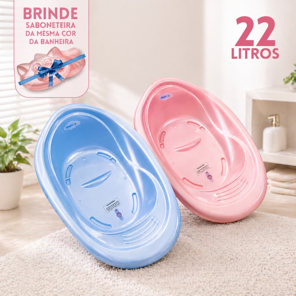 Banheira de bebe 22L Resistente Infantil Menina Menino Design Anatômico