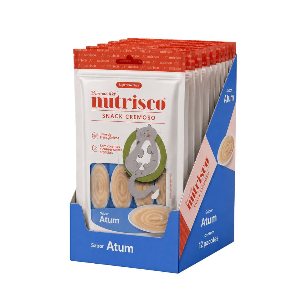 Caixa de Petisco para Gatos Snack Cremoso Nutrisco Sabor Atum - 48 sachês