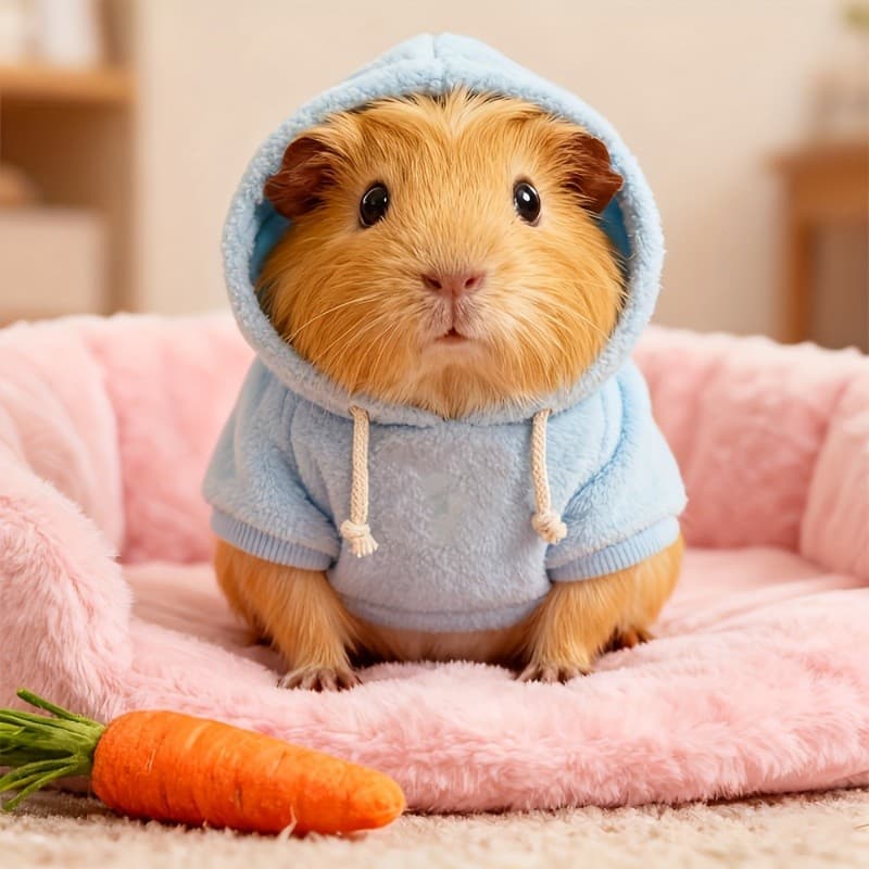 Moletom para Hamster com Estampa Floral em Cor Sólida, Moletom para Animais de Estimação com Capuz e Cordão, Macio e Con