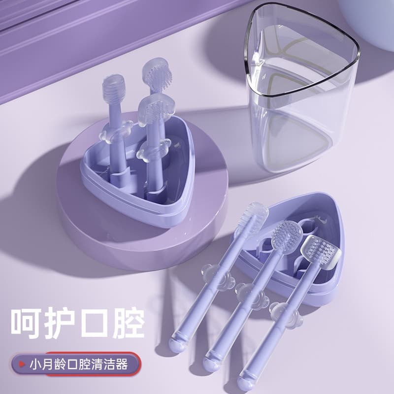 3-pack 0-2 Anos De Idade Escova De Dentes Para Bebês Decíduos Silicone Recém-Nascido Língua Limpeza Oral