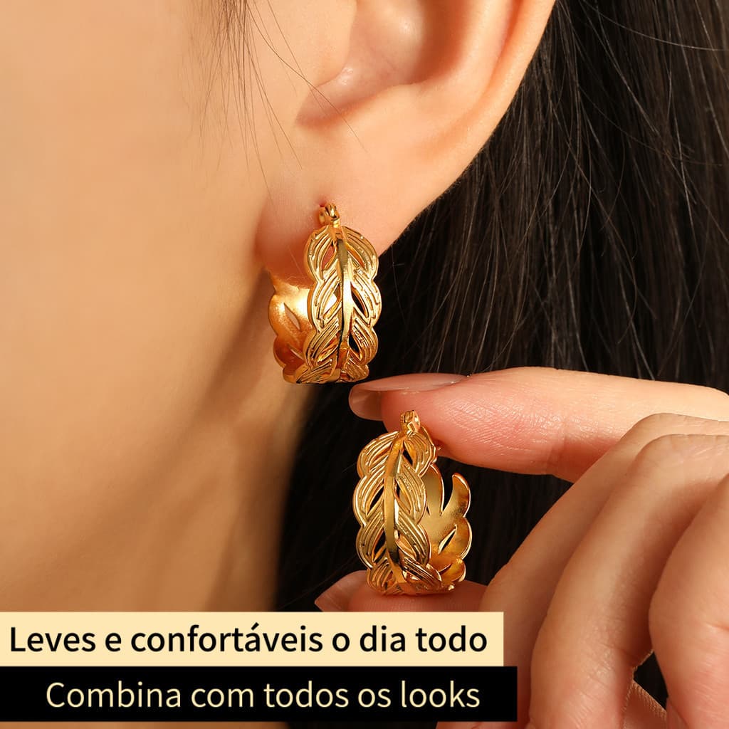Brincos Elegantes Formato Espiga e Folhas de Trigo, Estilo Nicho Único, Tendência Europa e América