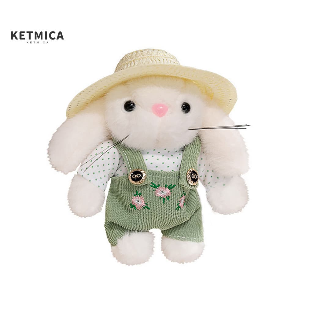 Durable Plush Rabbit Pendant Gardener Bunny Cute 14cm Keychain Soft Stuffed for Bags – Adorable Spring Gift for Girls