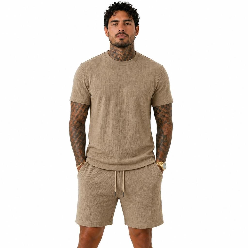 Conjunto Masculino Premium Texturizado Camiseta + Bermuda | Conforto, Estilo e Caimento Perfeito