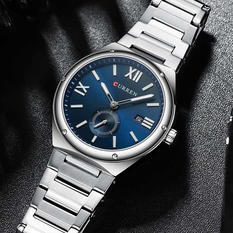 Relógio Masculino CURREN Original em Aço Inoxidável, Simples, com Ponteiro Luminoso, Relógio de Quartzo Esportivo e de N