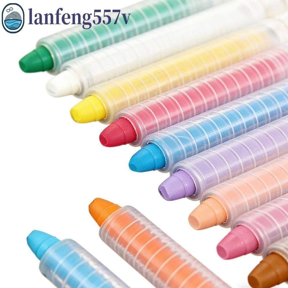 Lápis De Desenho LANFENG , Giz Sem Poeira Para Escrita Suave Não Tóxico , Design Giratório Lavável De 6/12 Cores