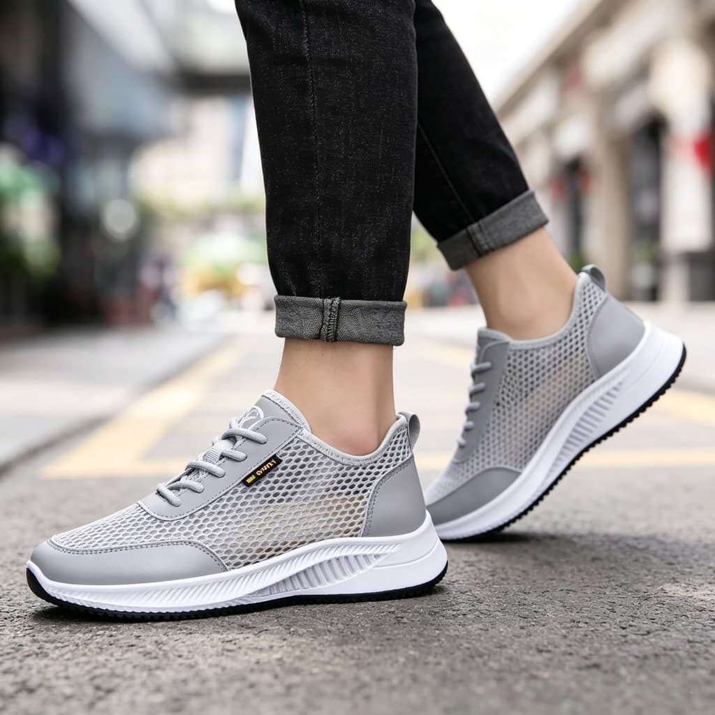 Tênis masculino verão malha fina respirável sapatos masculinos leve sola macia Anti-deslizamento moda Casual tênis de co