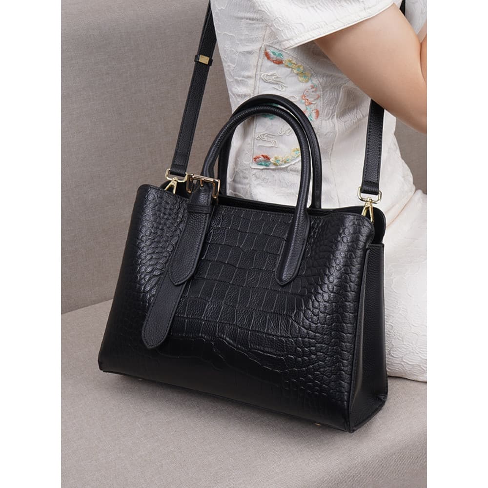 Genuíno couro genuíno bolsa feminina bolsa feminina grande capacidade senhoras 2026 novo estilo saco padrão crocodilo at