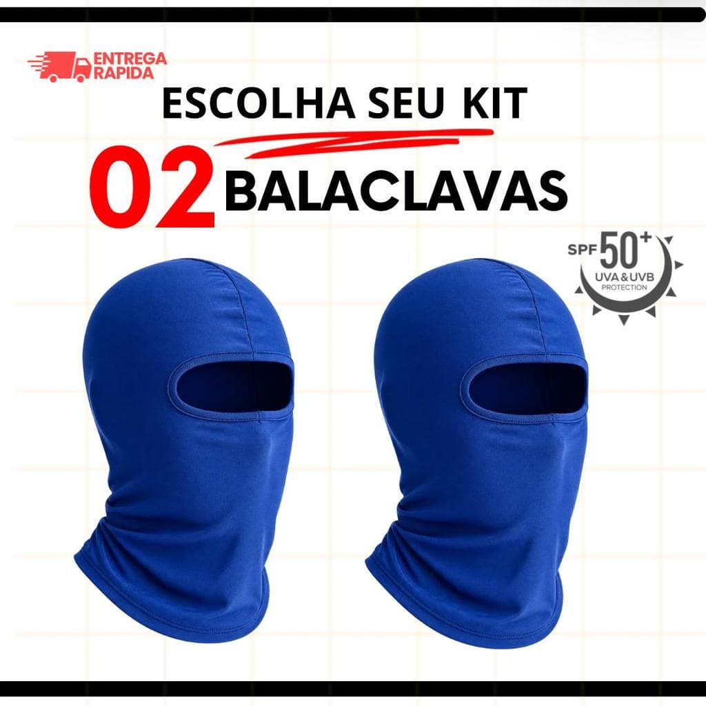 Preço 02 Touca Ninja Azul  Máscara Balaclava touca Ninja Moto Proteção UV Térmica Leve Respirável Esportiva
