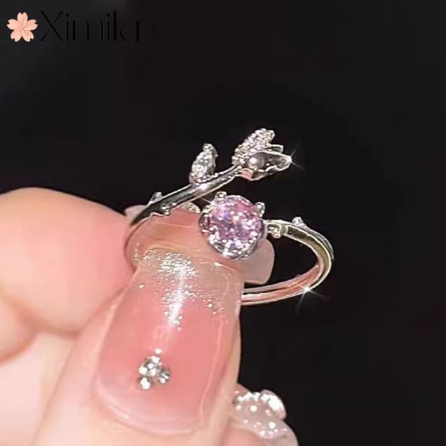 ❤ Confissão criativa rosa pólen cristal requintado anel de aniversário moda feminina jóias de aniversário