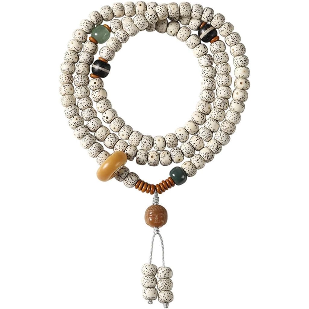 Pulseira de 108 Contas Mala de 8mm para Homens, Colar de Madeira Natural/Contas Bodhi como Contas de Oração para Meditaç