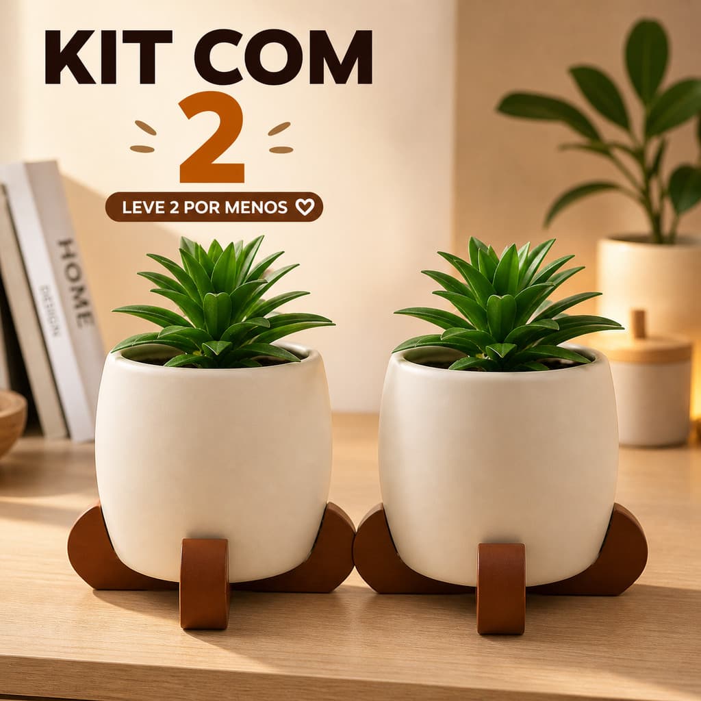 Kit 2 Vasos Cachepot Decorativo para Suculentas e Cactos Decoração Casa