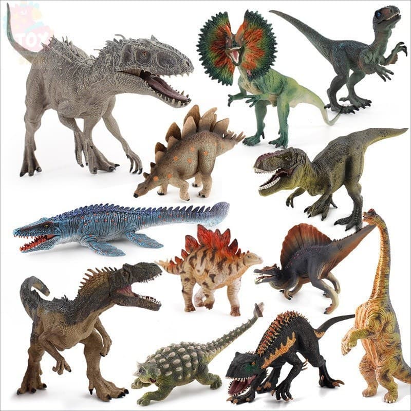 Conjunto de 12 peças de modelos de dinossauros, figuras realistas de dinossauros do Jurássico, Tyrannosaurus rex, Veloci