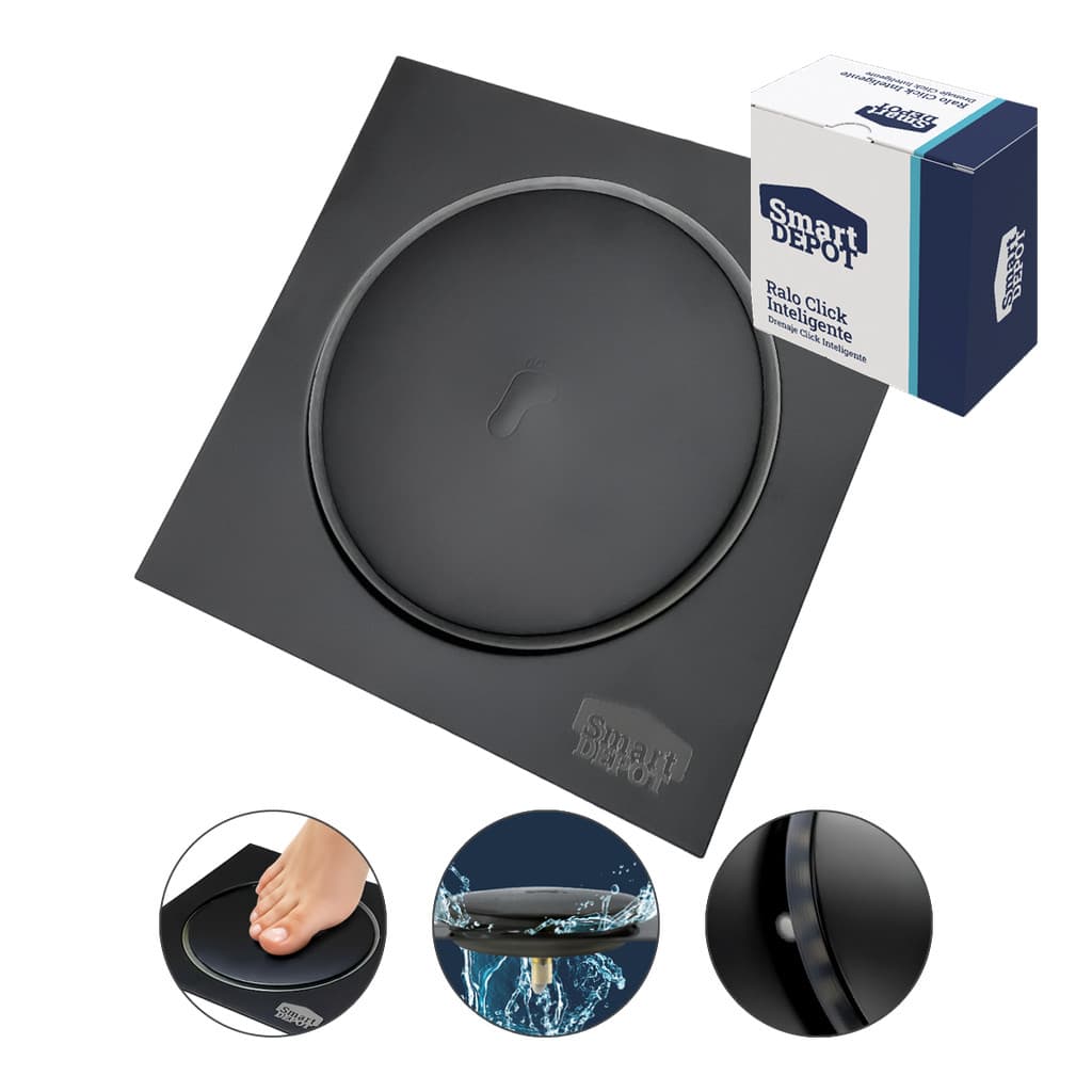 Ralo Click Metal QUADRADO BLACK 15x15cm Smart DEPOT