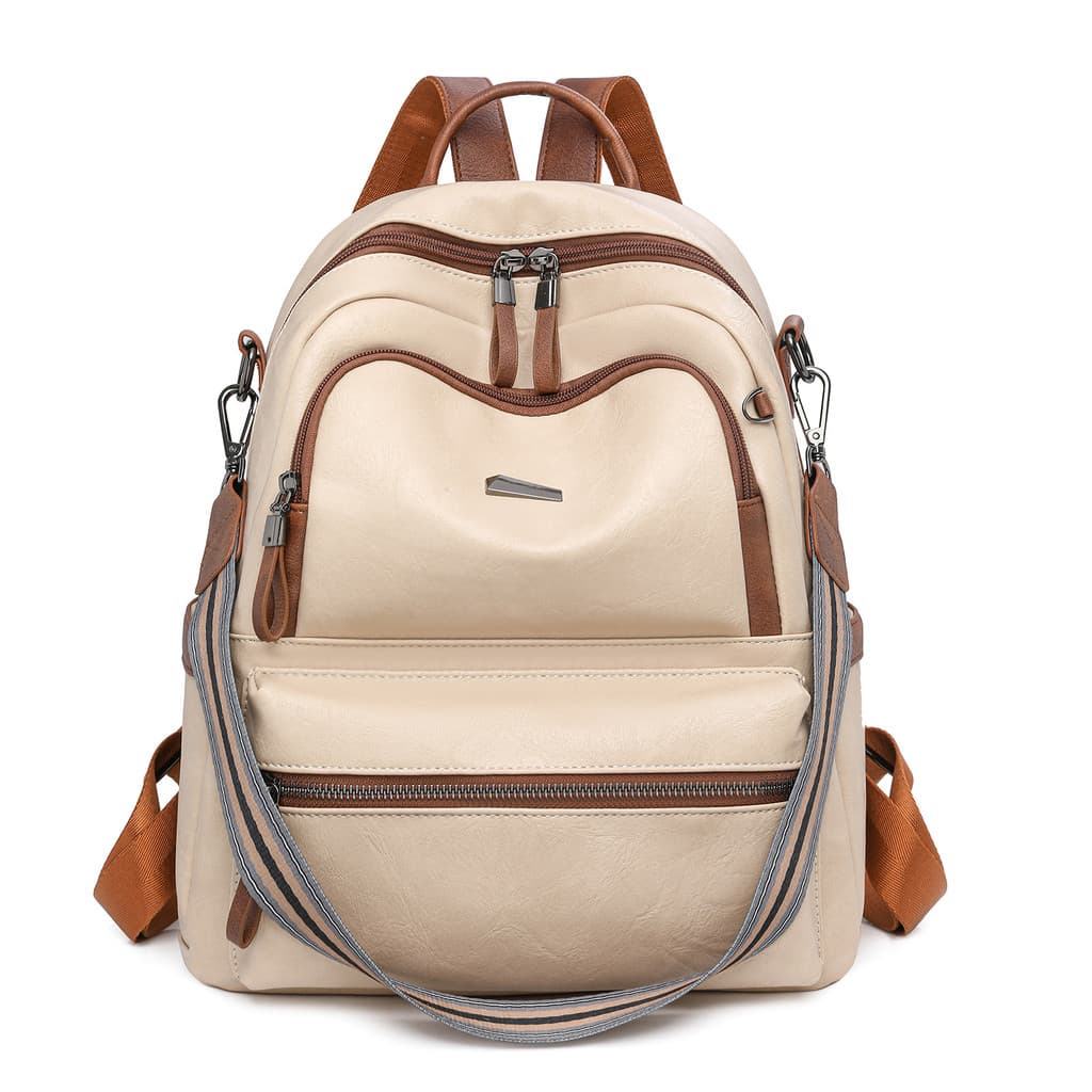 Novo estilo versão coreana moda couro macio grande capacidade estudante feminino mochila