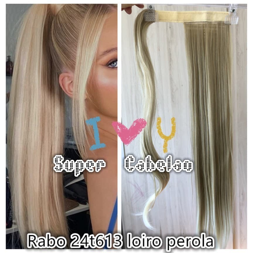 Rabo de cavalo Cor 28t613 loiro perola perolado 100gramas 60cm sem brilho parece cabelo humano