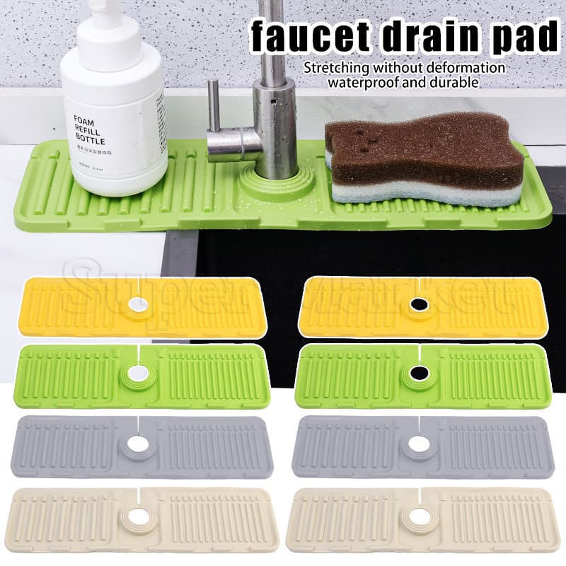 Almofada De Silicone Para Drenagem De Torneira-Tapete À Prova De Respingos Lavatório-Rack De Bandeja Lateral Pia-Secagem