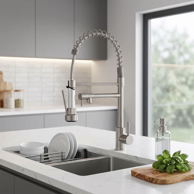 Kit Torneira Cozinha Gourmet Retrátil Flexível Quente e Frio 2 Modos