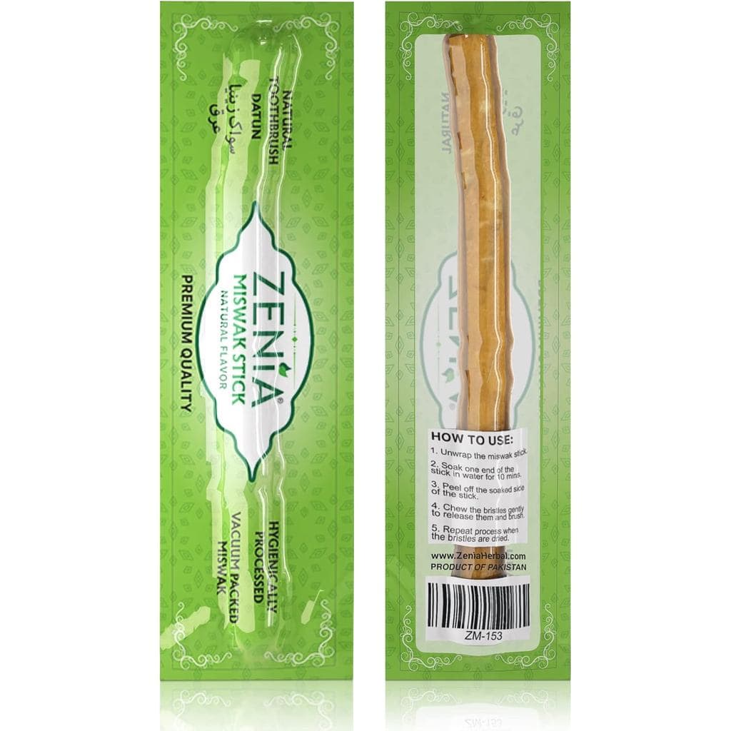 Escova de Dentes Natural Miswak Zenia Sewak - Embalagem a Vácuo, Sabor Natural, Bastão de Escova de Dentes Tradicional P