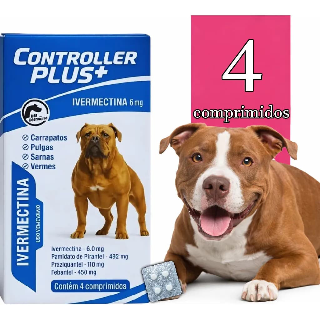 Remédio Anti Pulgas, Carrapatos, Sarnas E Vermes 4 Comp