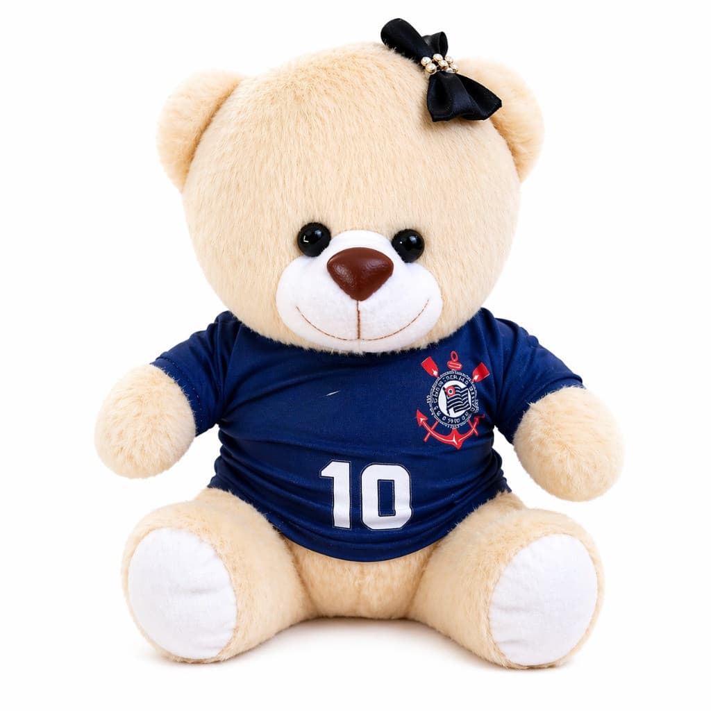 Urso de Pelúcia Menina Corinthians - Para Presente de Aniversário e Decoração