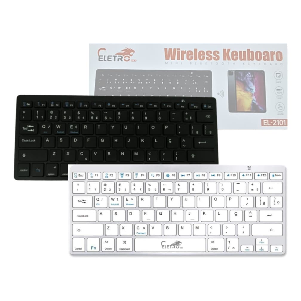 Teclado Portátil Bluetooth Sem Fio Ultra Fino Tablet Celular