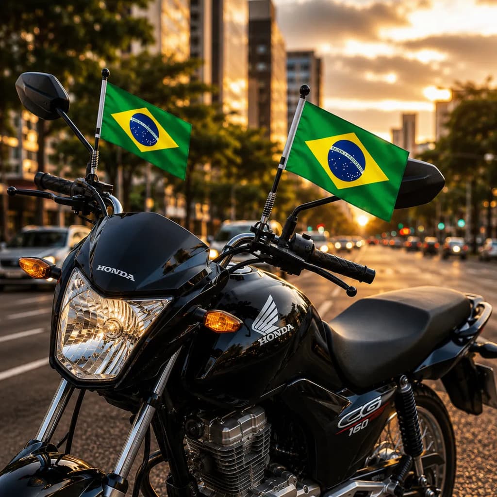 Kit Bandeiras do Brasil para Moto Universal Copa Jogos e Eventos