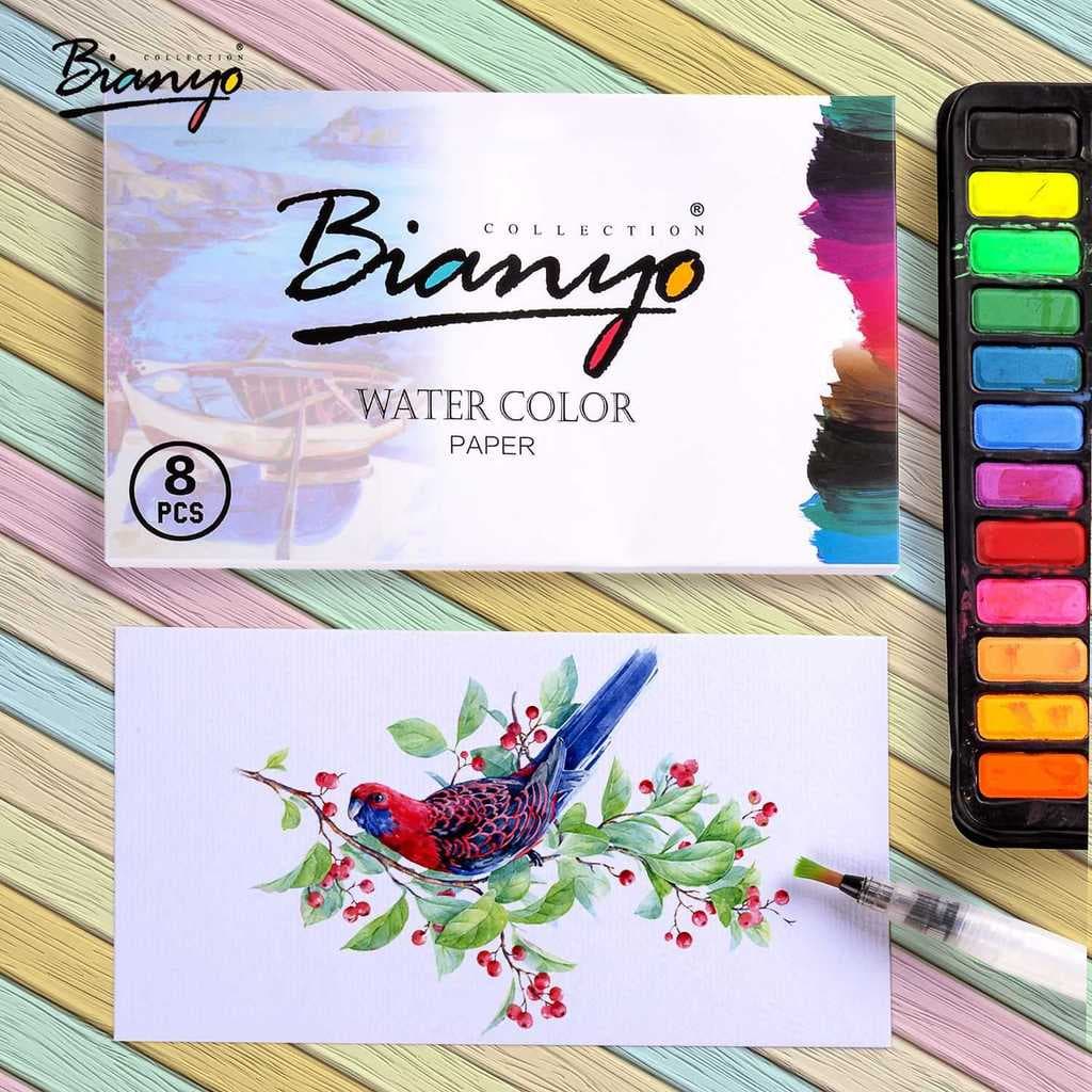 Bioney cartão postal aquarela papel 300g polpa de madeira pura iniciante pintado à mão 32k Envelope papel 8 folhas pacot