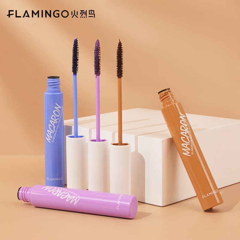 Flamingo fino longo rímel Macaron pequena cabeça de escova fina Curling cor à prova dwaterproof água rímel de beleza fra