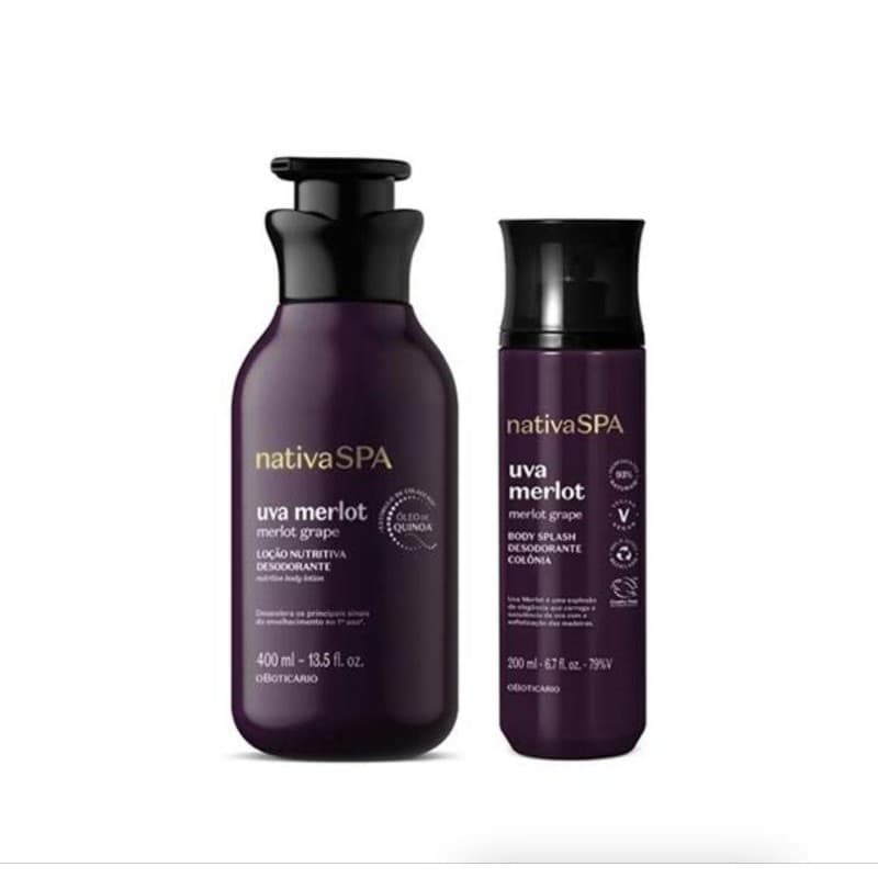 Combo Nativa SPA Uva Merlot O Boticário - Hidratante 400ml + Body Splash 200ml - Original