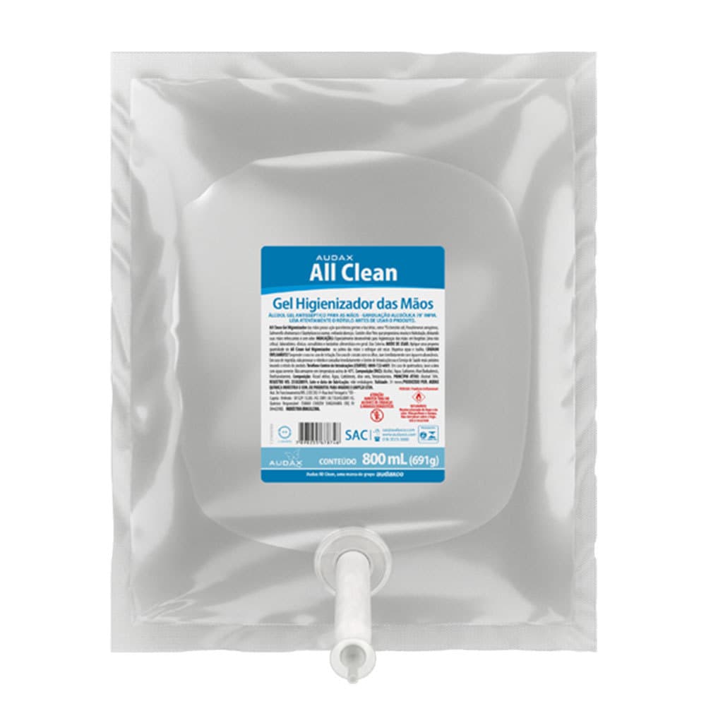 Álcool antisséptico gel 70º All Clean refil 800ml Audax
