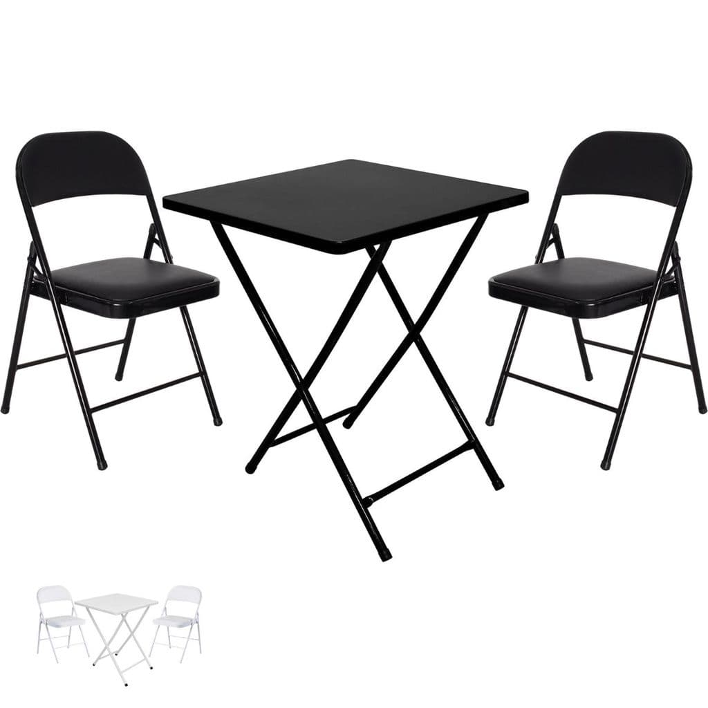 Conjunto Mesa C/ 2 Cadeiras Dobráveis Estofadas Bar Aço