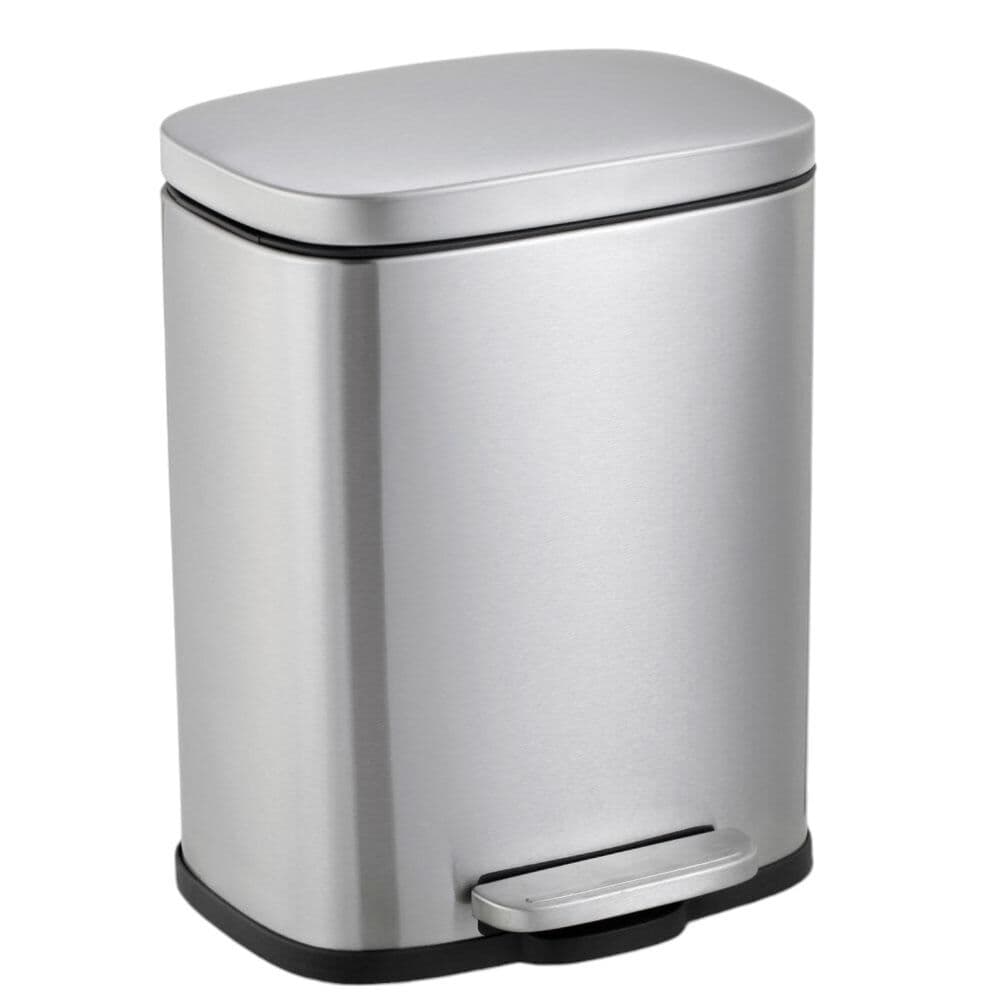 Lixeira Inox Mood 12L com Pedal Tampa com Fechamento Suave - Formato Retangular e Cesto Removível
